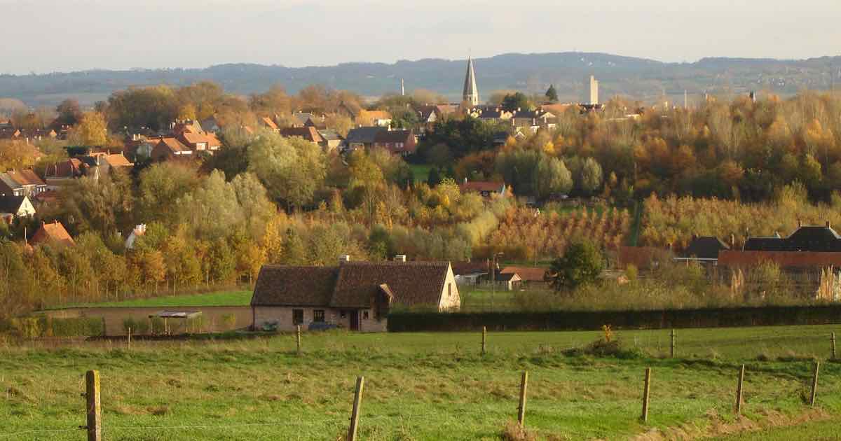 Zicht op het dorp Tiegem (Anzegem)